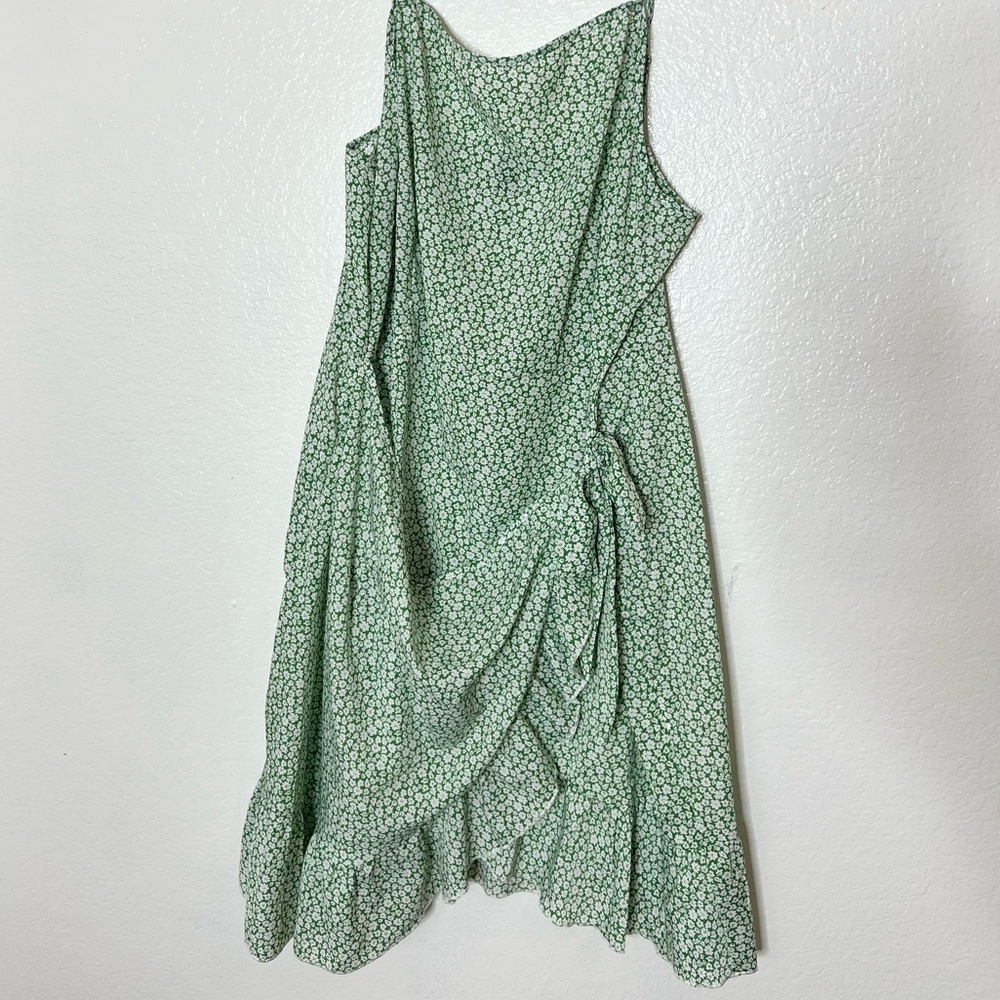 Ditsy Floral Tie Front Ruffle Wrap Cami Dress